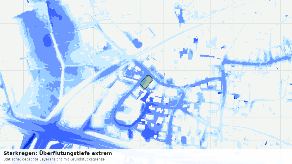 Statische Kartenansicht: Starkregen: Überflutungstiefe extrem