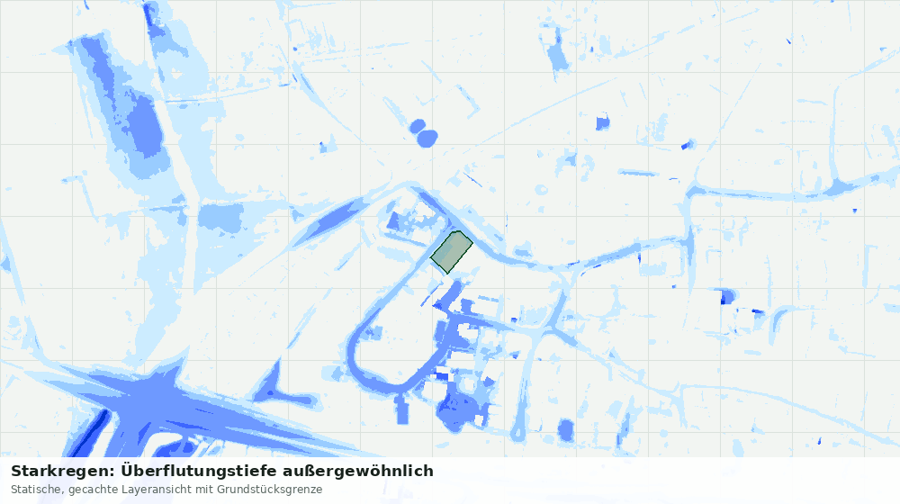 Statische Kartenansicht: Starkregen: Überflutungstiefe außergewöhnlich