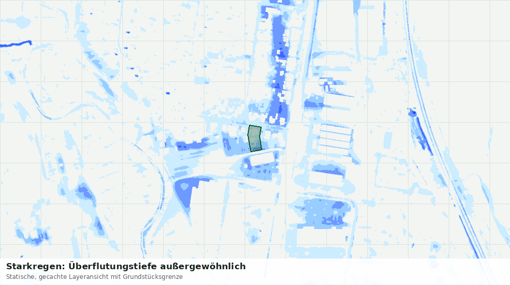Statische Kartenansicht: Starkregen: Überflutungstiefe außergewöhnlich