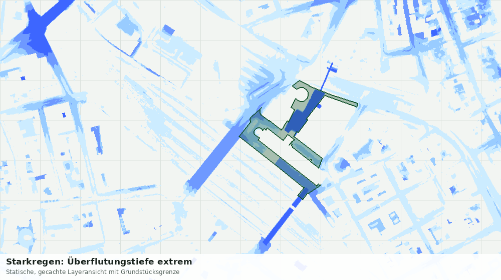Statische Kartenansicht: Starkregen: Überflutungstiefe extrem