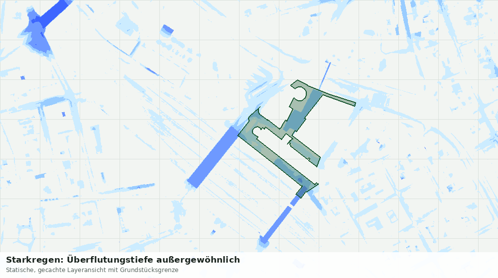 Statische Kartenansicht: Starkregen: Überflutungstiefe außergewöhnlich