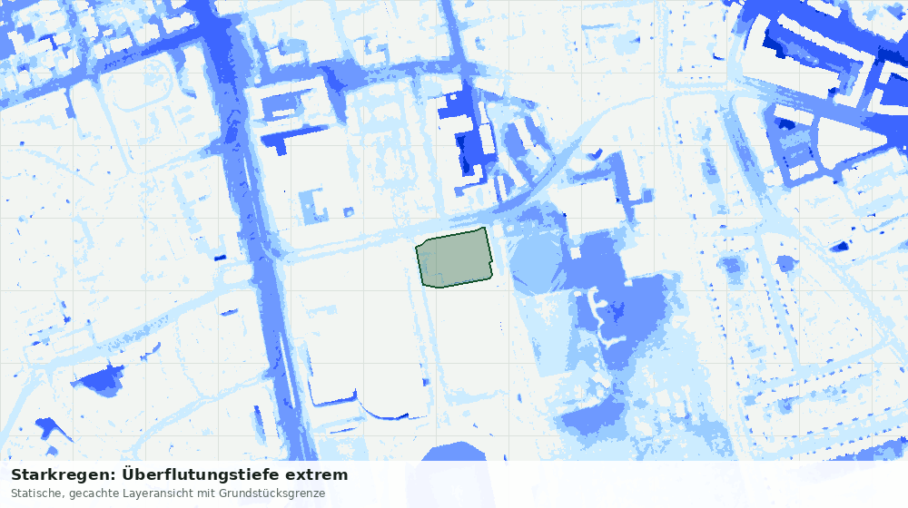 Statische Kartenansicht: Starkregen: Überflutungstiefe extrem