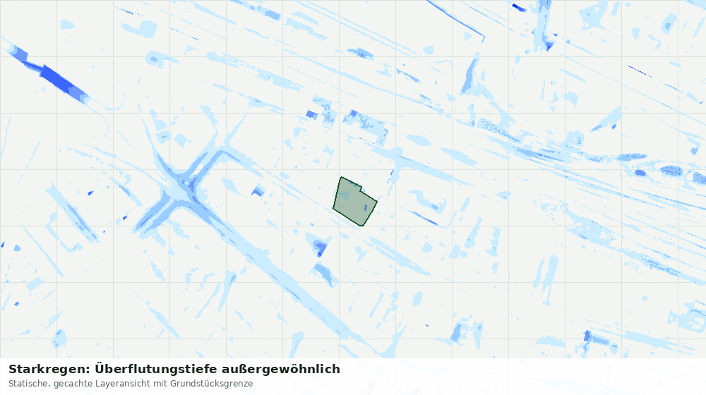 Statische Kartenansicht: Starkregen: Überflutungstiefe außergewöhnlich