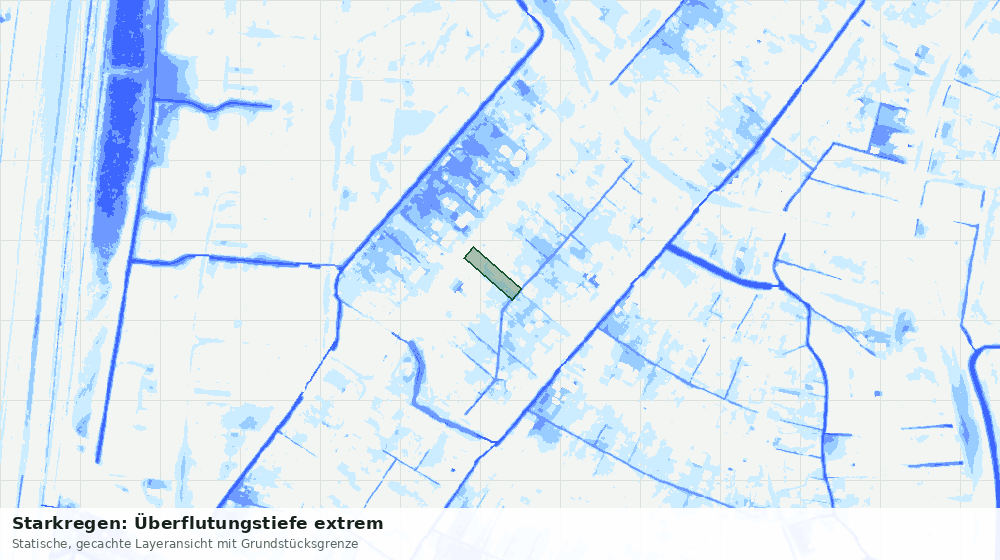 Statische Kartenansicht: Starkregen: Überflutungstiefe extrem