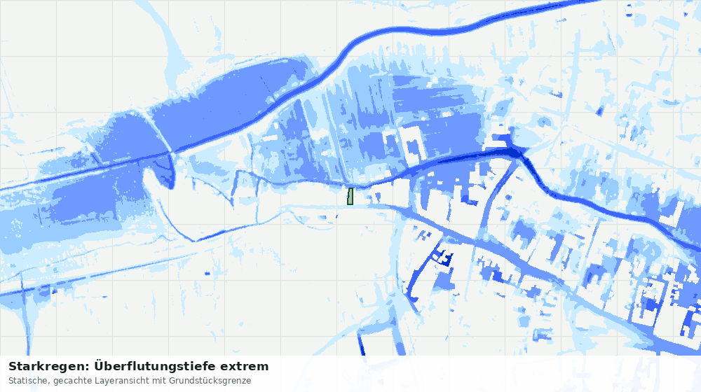 Statische Kartenansicht: Starkregen: Überflutungstiefe extrem