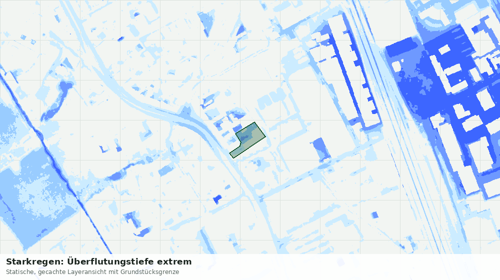 Statische Kartenansicht: Starkregen: Überflutungstiefe extrem