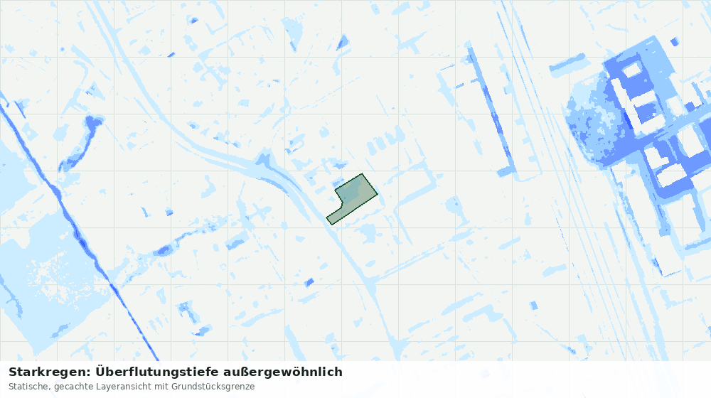 Statische Kartenansicht: Starkregen: Überflutungstiefe außergewöhnlich