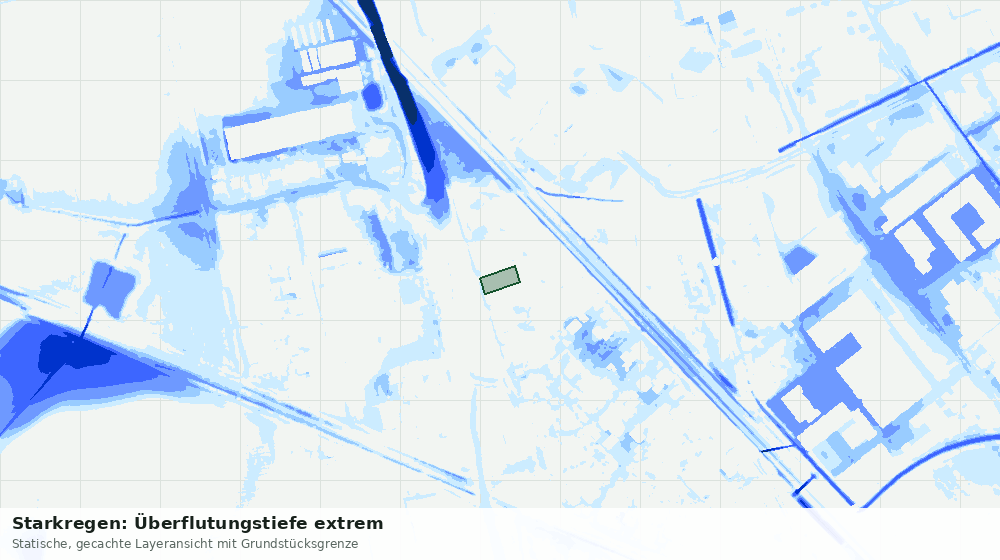 Statische Kartenansicht: Starkregen: Überflutungstiefe extrem
