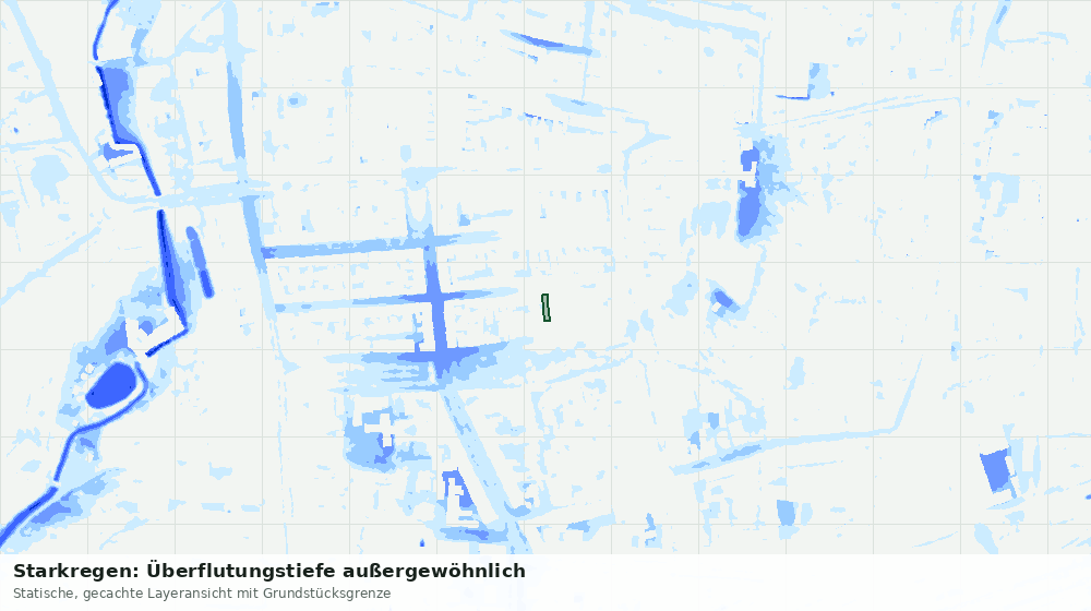 Statische Kartenansicht: Starkregen: Überflutungstiefe außergewöhnlich