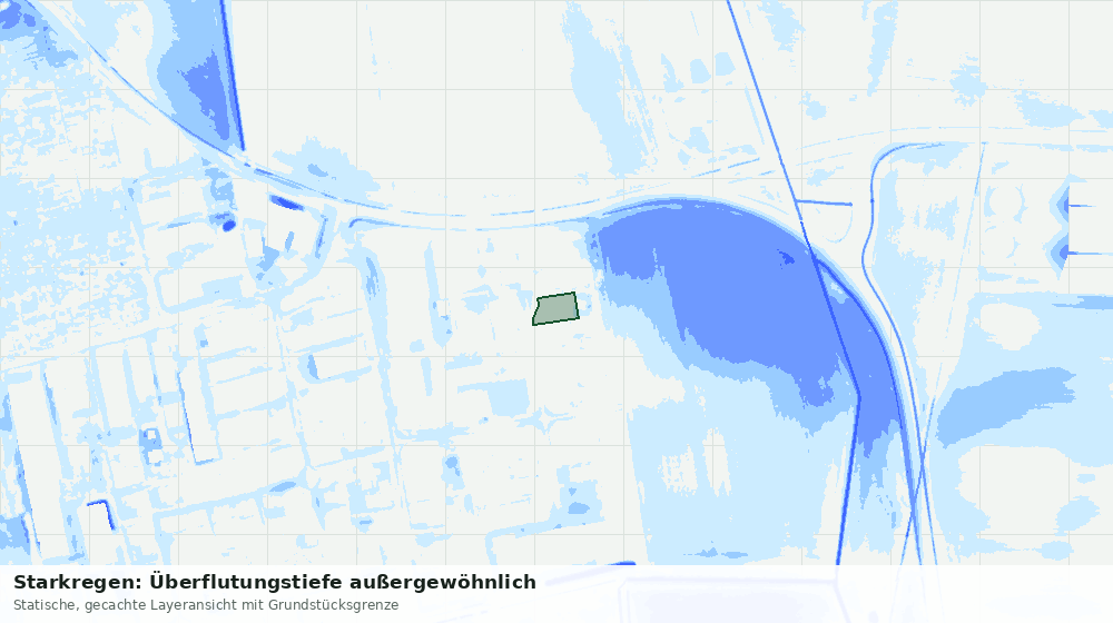 Statische Kartenansicht: Starkregen: Überflutungstiefe außergewöhnlich