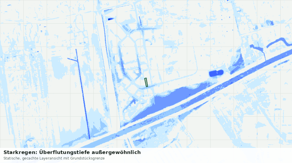 Statische Kartenansicht: Starkregen: Überflutungstiefe außergewöhnlich
