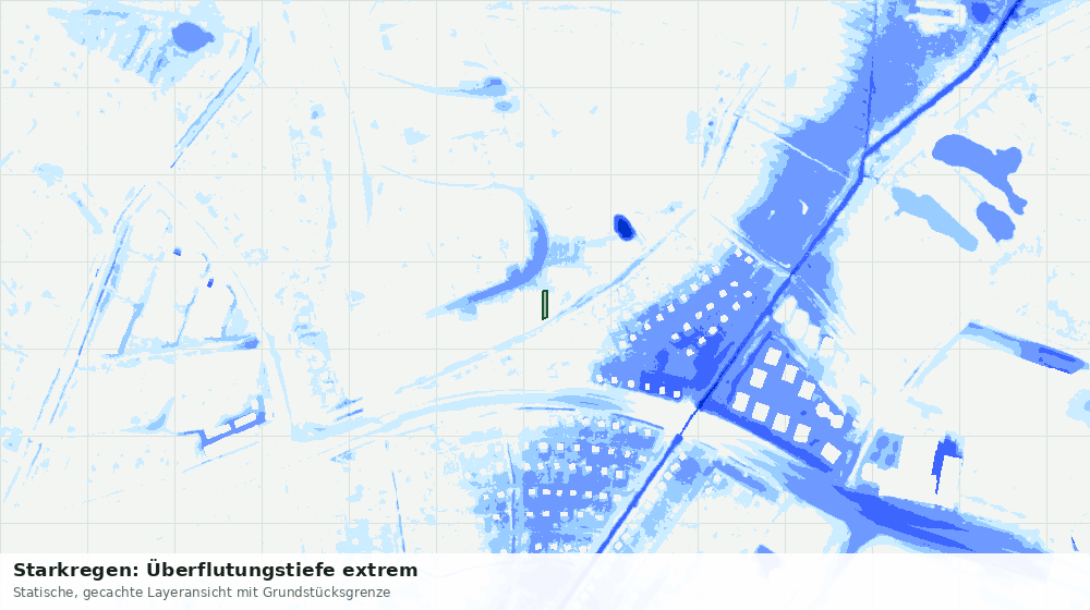 Statische Kartenansicht: Starkregen: Überflutungstiefe extrem