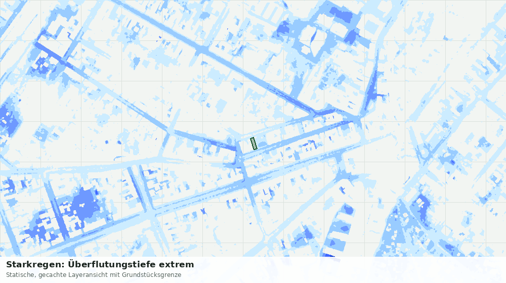 Statische Kartenansicht: Starkregen: Überflutungstiefe extrem