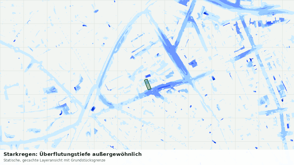 Statische Kartenansicht: Starkregen: Überflutungstiefe außergewöhnlich