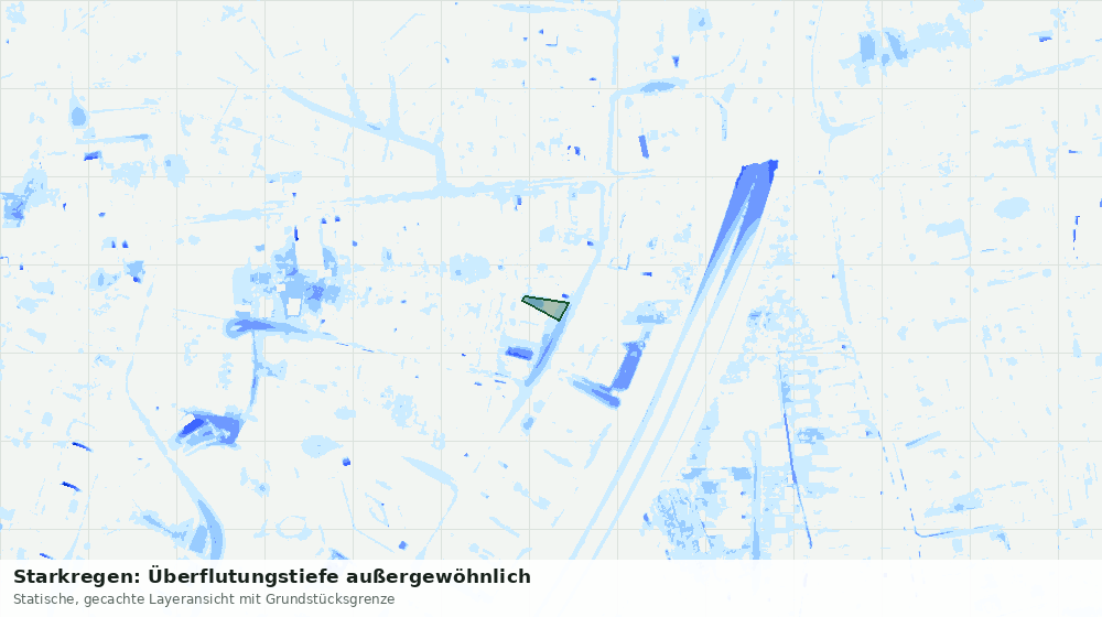 Statische Kartenansicht: Starkregen: Überflutungstiefe außergewöhnlich