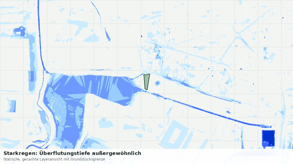 Statische Kartenansicht: Starkregen: Überflutungstiefe außergewöhnlich