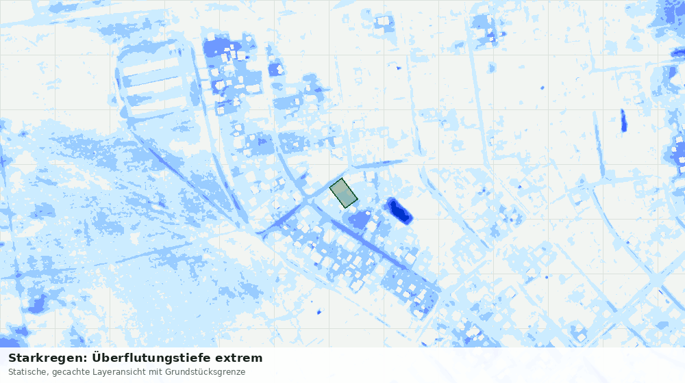 Statische Kartenansicht: Starkregen: Überflutungstiefe extrem