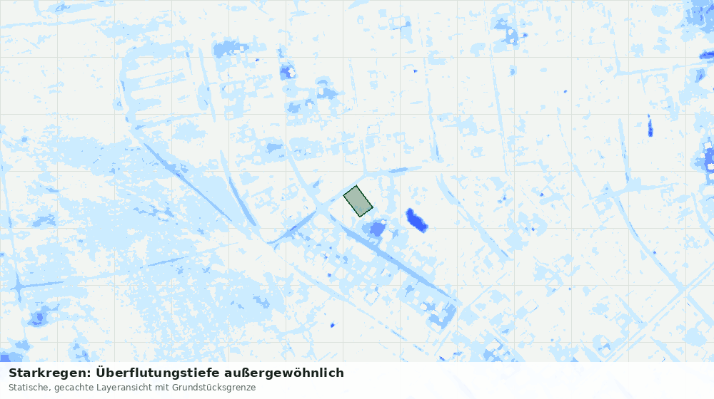 Statische Kartenansicht: Starkregen: Überflutungstiefe außergewöhnlich