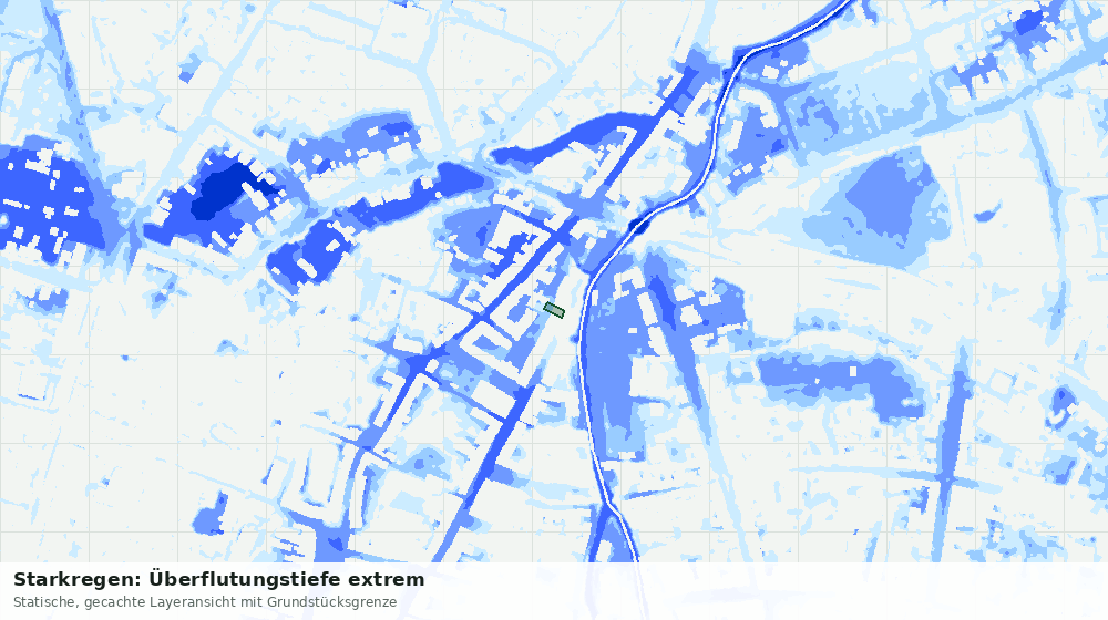 Statische Kartenansicht: Starkregen: Überflutungstiefe extrem