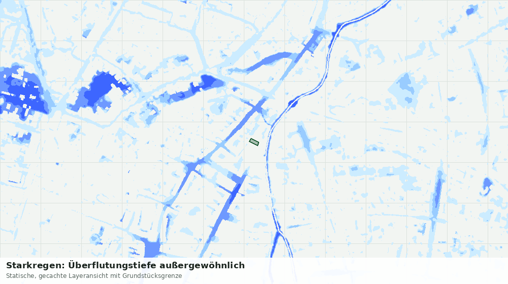 Statische Kartenansicht: Starkregen: Überflutungstiefe außergewöhnlich