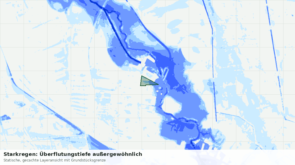 Statische Kartenansicht: Starkregen: Überflutungstiefe außergewöhnlich