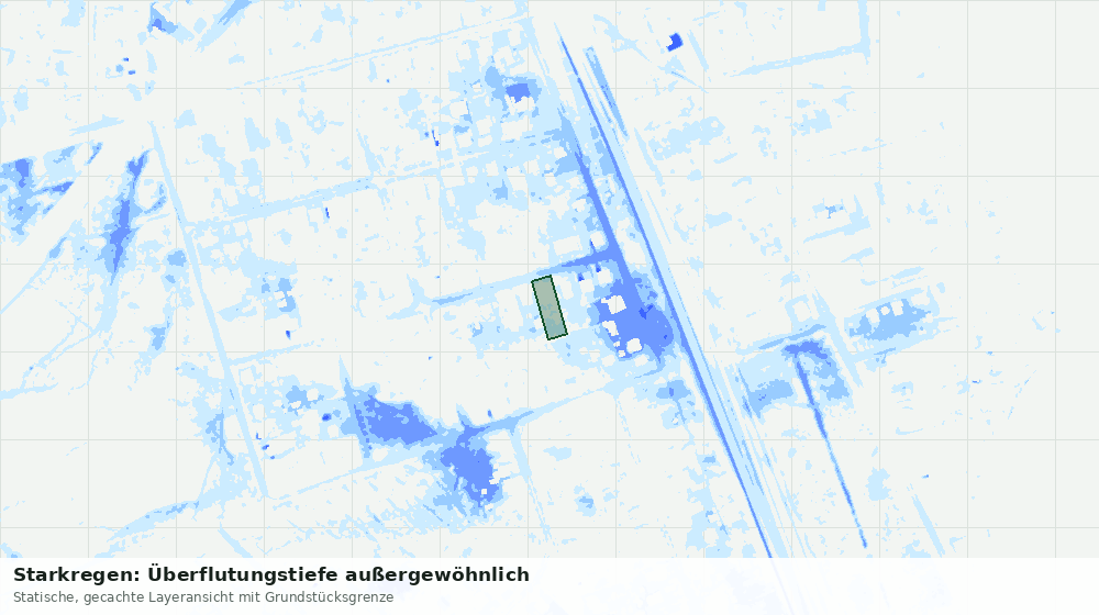 Statische Kartenansicht: Starkregen: Überflutungstiefe außergewöhnlich