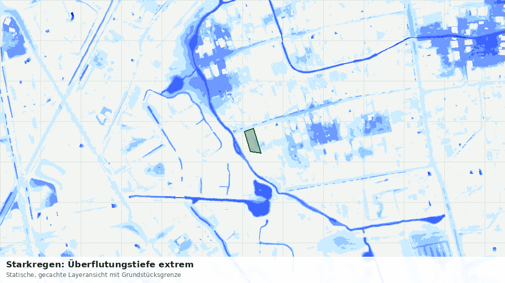 Statische Kartenansicht: Starkregen: Überflutungstiefe extrem
