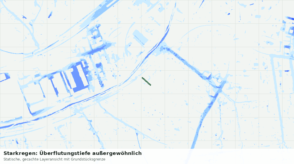 Statische Kartenansicht: Starkregen: Überflutungstiefe außergewöhnlich