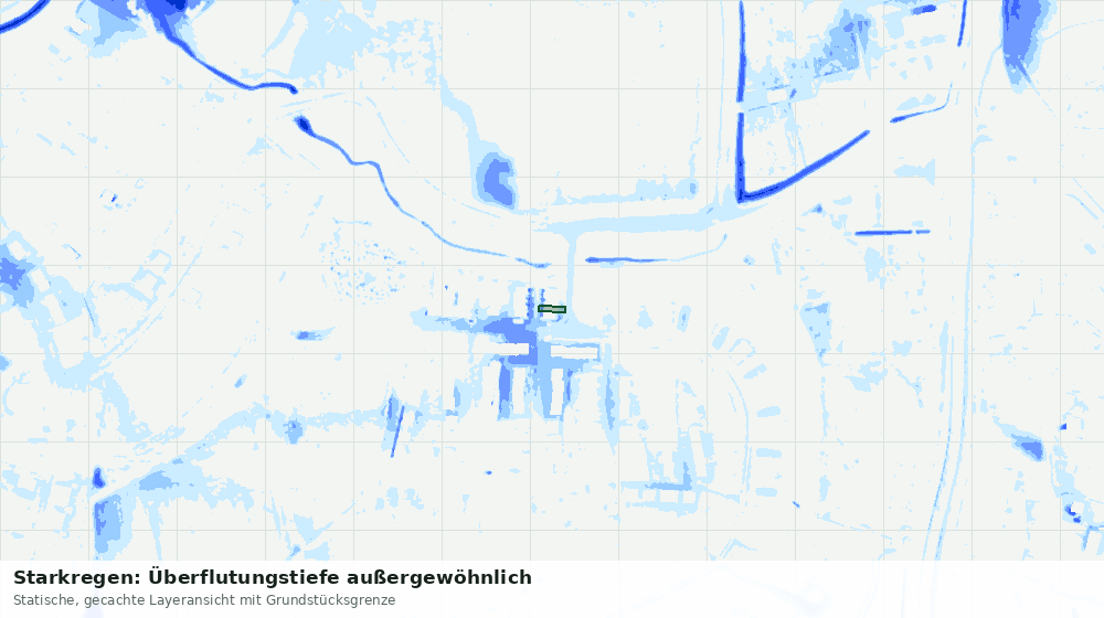 Statische Kartenansicht: Starkregen: Überflutungstiefe außergewöhnlich