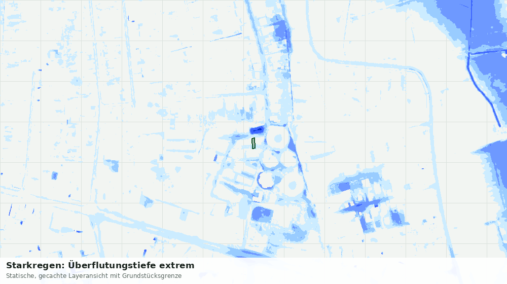Statische Kartenansicht: Starkregen: Überflutungstiefe extrem