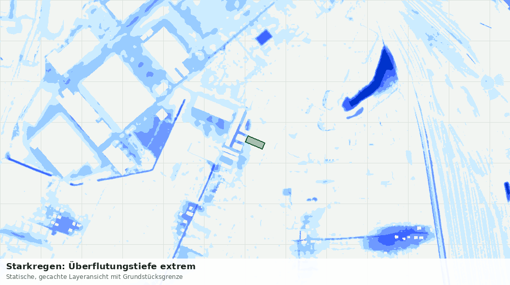 Statische Kartenansicht: Starkregen: Überflutungstiefe extrem