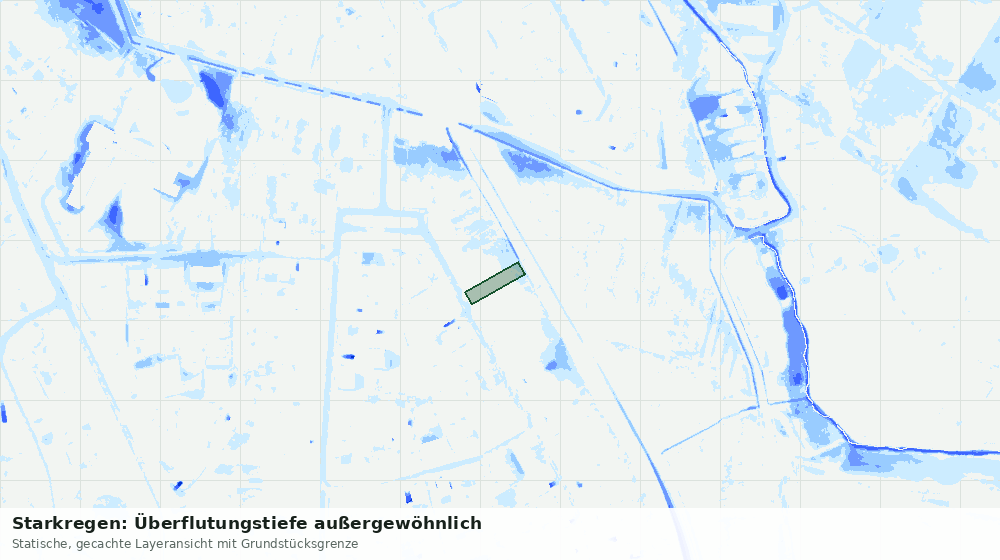 Statische Kartenansicht: Starkregen: Überflutungstiefe außergewöhnlich