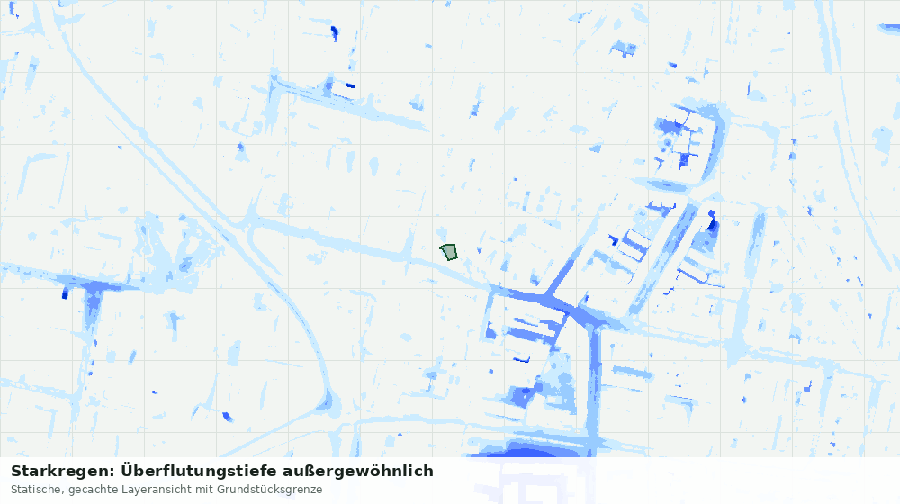Statische Kartenansicht: Starkregen: Überflutungstiefe außergewöhnlich