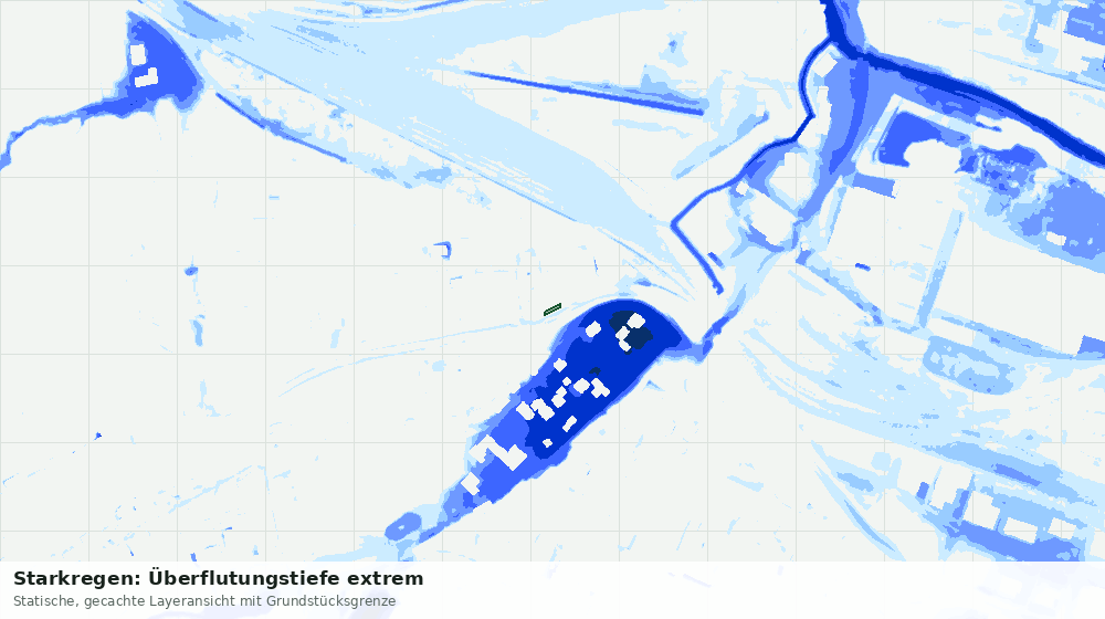 Statische Kartenansicht: Starkregen: Überflutungstiefe extrem