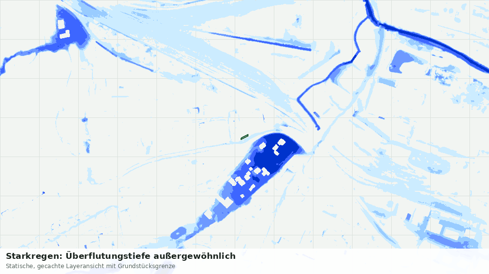 Statische Kartenansicht: Starkregen: Überflutungstiefe außergewöhnlich