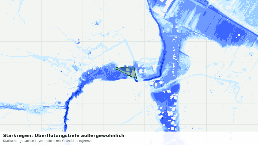 Statische Kartenansicht: Starkregen: Überflutungstiefe außergewöhnlich