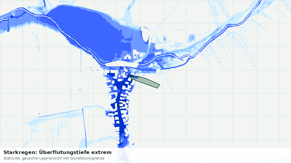 Statische Kartenansicht: Starkregen: Überflutungstiefe extrem