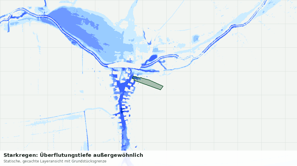 Statische Kartenansicht: Starkregen: Überflutungstiefe außergewöhnlich