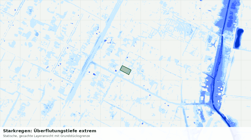 Statische Kartenansicht: Starkregen: Überflutungstiefe extrem