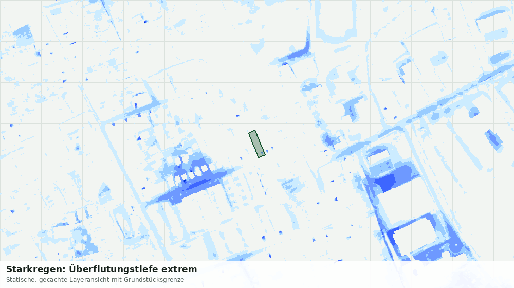 Statische Kartenansicht: Starkregen: Überflutungstiefe extrem