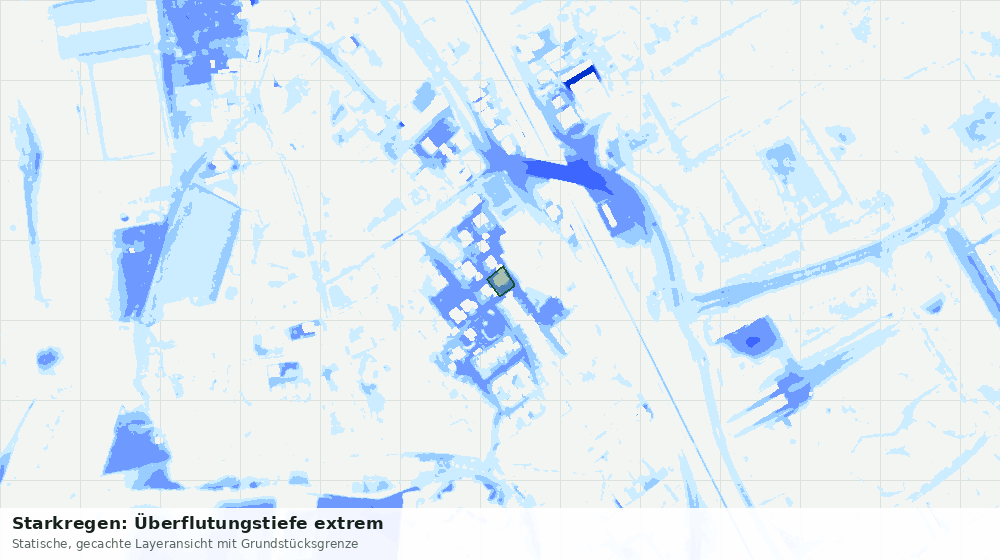 Statische Kartenansicht: Starkregen: Überflutungstiefe extrem