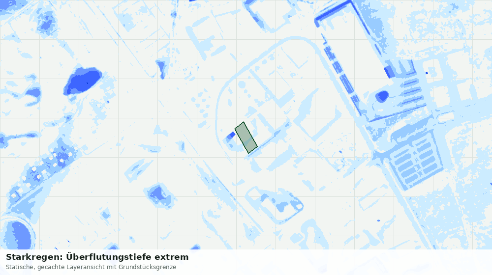 Statische Kartenansicht: Starkregen: Überflutungstiefe extrem
