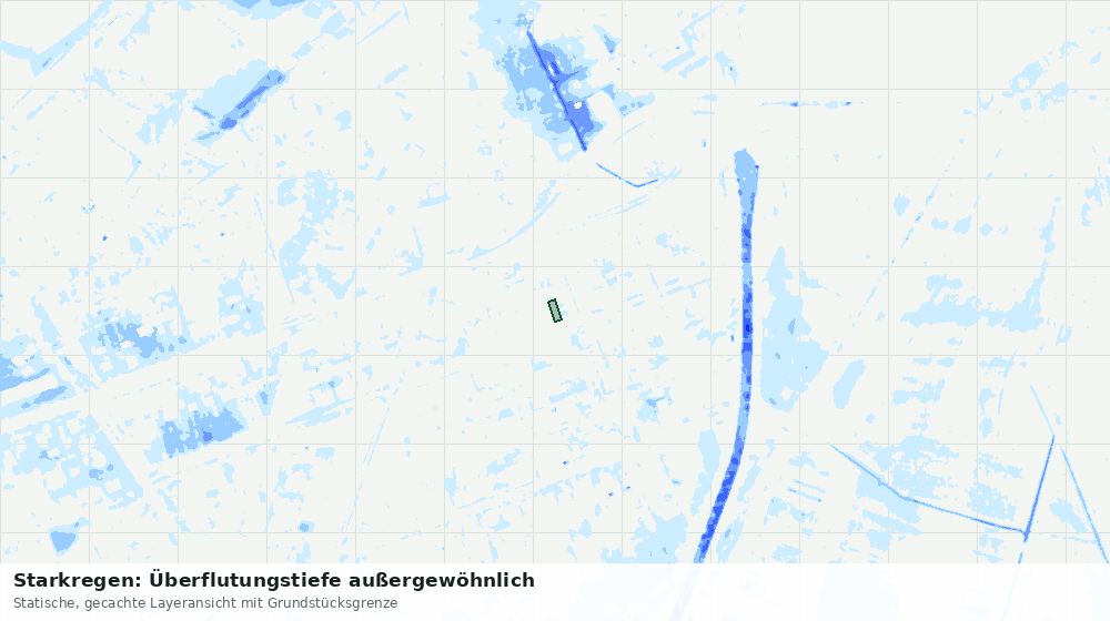 Statische Kartenansicht: Starkregen: Überflutungstiefe außergewöhnlich