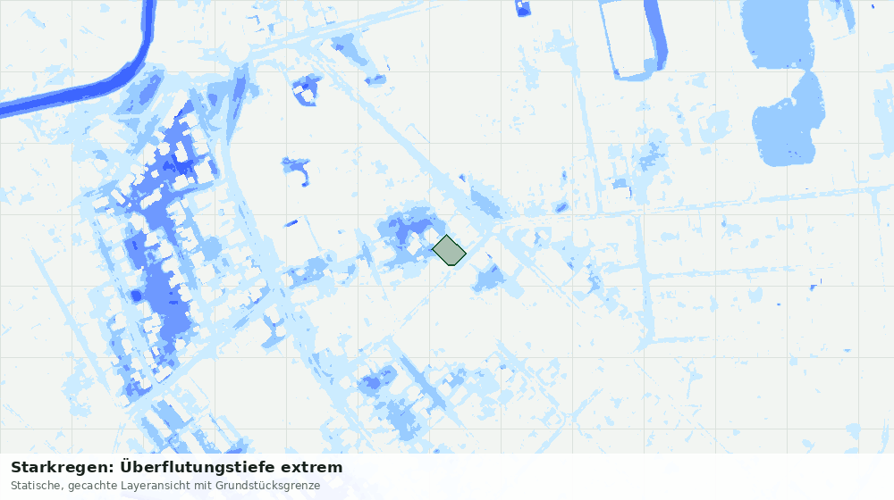 Statische Kartenansicht: Starkregen: Überflutungstiefe extrem