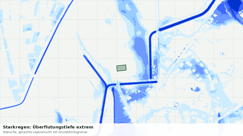Statische Kartenansicht: Starkregen: Überflutungstiefe extrem