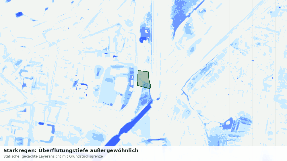 Statische Kartenansicht: Starkregen: Überflutungstiefe außergewöhnlich