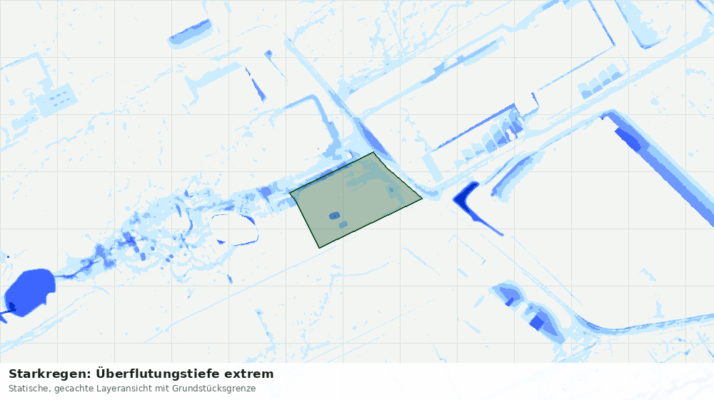 Statische Kartenansicht: Starkregen: Überflutungstiefe extrem