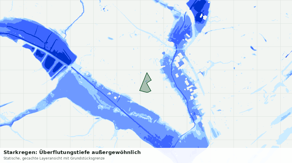 Statische Kartenansicht: Starkregen: Überflutungstiefe außergewöhnlich