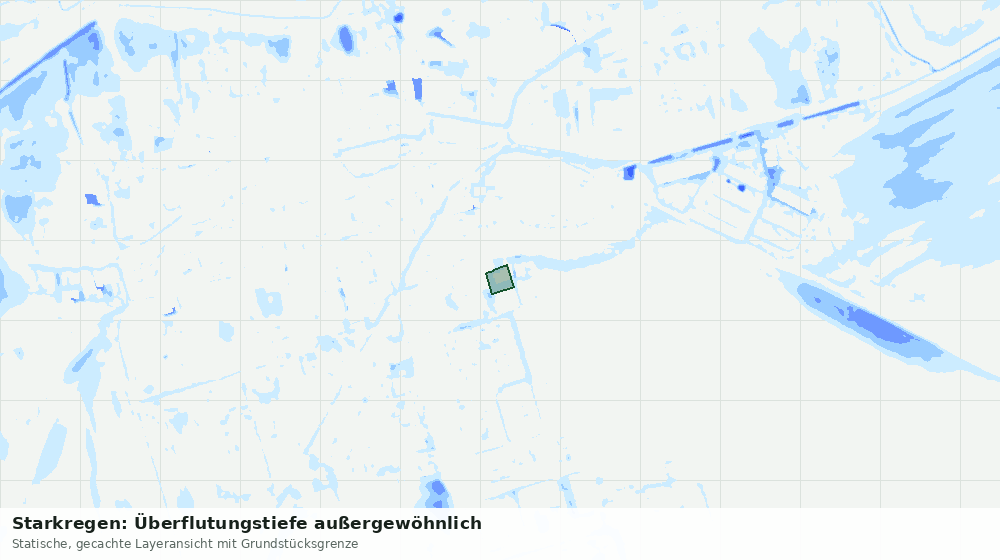 Statische Kartenansicht: Starkregen: Überflutungstiefe außergewöhnlich