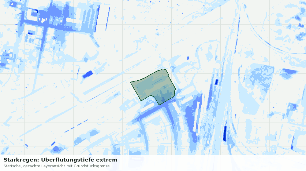 Statische Kartenansicht: Starkregen: Überflutungstiefe extrem